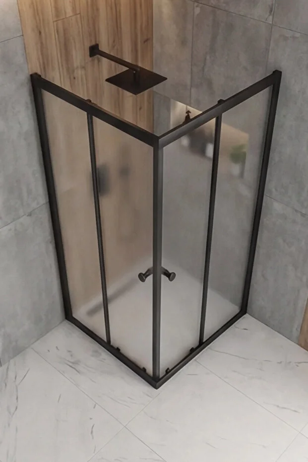 Duşakabin Kare Siyah Buzlu Cam